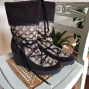 Coach Missy Wedge Logo Boot Size 8.5